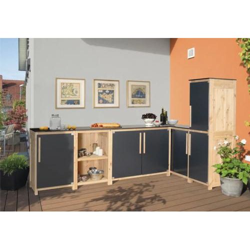 Gartenschrank/Outdoorküche Konsta Typ 603 Douglasie Eckmodul Tür rechts 120 x 58 x 92 cm HPL anthrazit