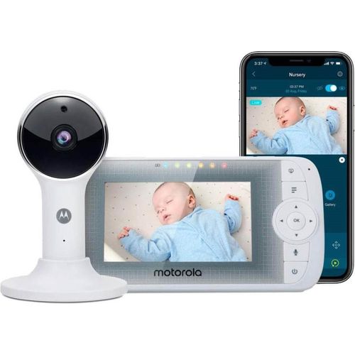 Motorola Nursery VM64-4.3 WiFi Video Babyphone mit Kamera - Smartphone-App, magnetische Halterung, große Reichweite, Zwei-Wege-Audio, digitaler Zoom, Raumtemperatur, Schlaflieder, Nachtsicht