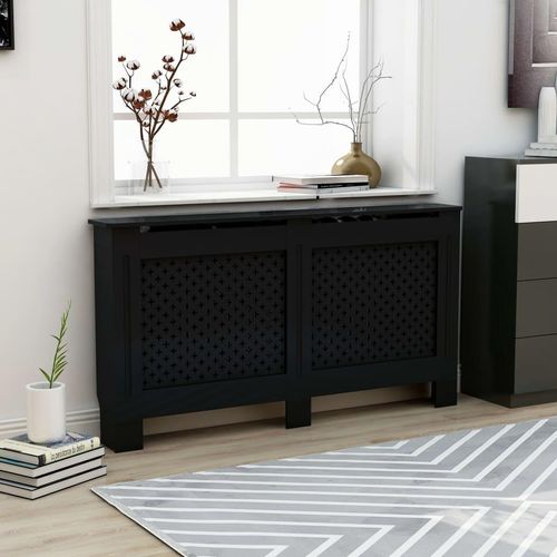 vidaXL Heizkörperverkleidung Schwarz 152x19x81,5 cm MDF