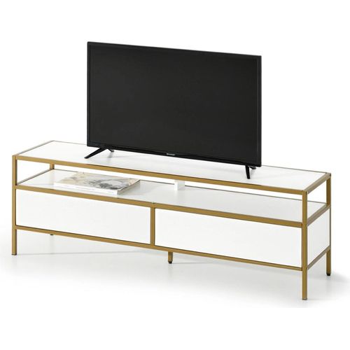 TV-Ständer MAIRA - weiß / gold