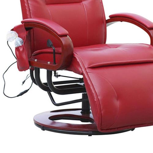 Relaxliege ARLES II, Relaxsessel Massagesessel, MIT Massage Leder, rot