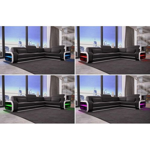 Ecksofa Verona Ledersofa in Kunst-Echtleder Mix