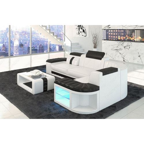 Ecksofa Bergamo als Ledersofa mit LED echtes Büffelleder