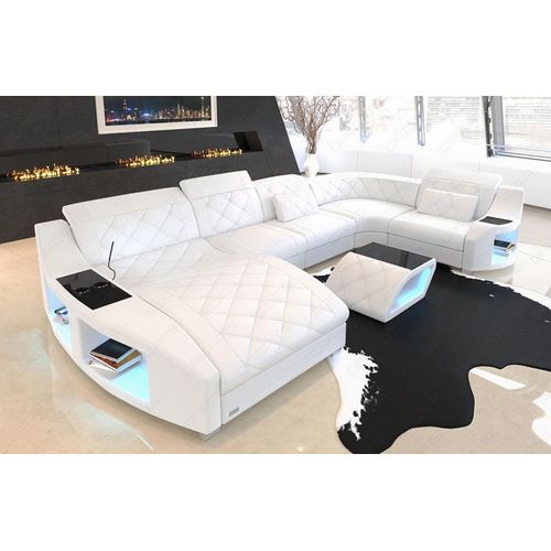 Wohnlandschaft Swing Ledersofa mit Beleuchtung Echtleder