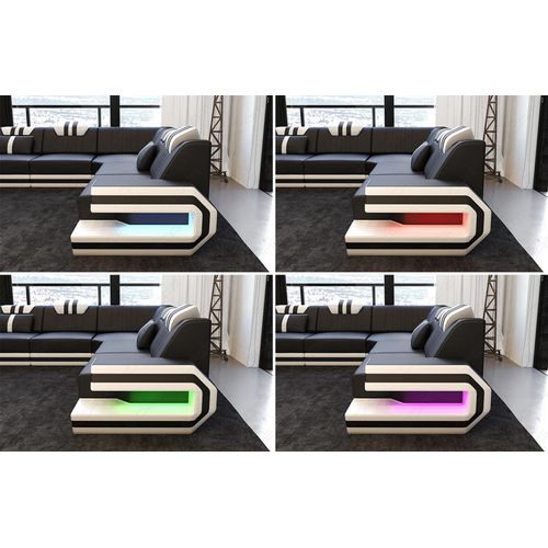 Wohnlandschaft Ragusa als Ledersofa mit LED Echtleder