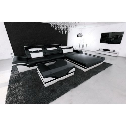 Ecksofa Parma als Ledersofa mit USB Echtleder