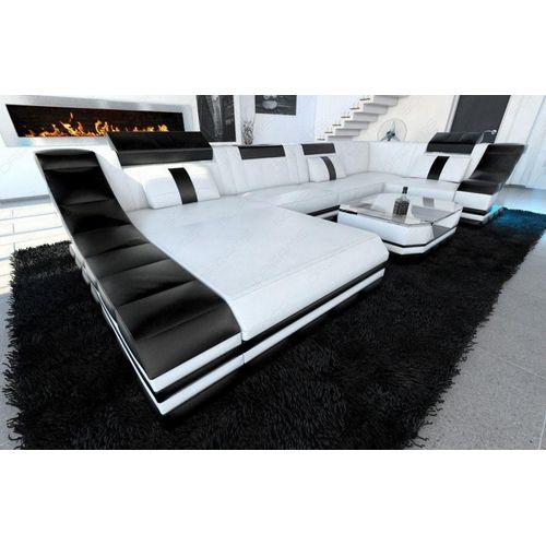 Wohnlandschaft Turino Ledersofa mit USB Echtleder