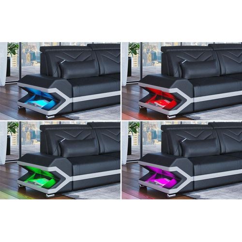Ledersofa Sorrento U Form Mini Premium Kunstleder