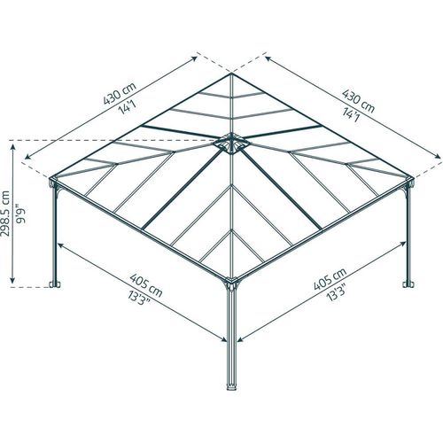 Canopia by Palram Palram - Canopia Palermo Gartenpavillon aus Metall Gartenpavillon Gartenhütte Fußboden nicht vorhanden Gartenlaube 18,4 m² Spitzdach