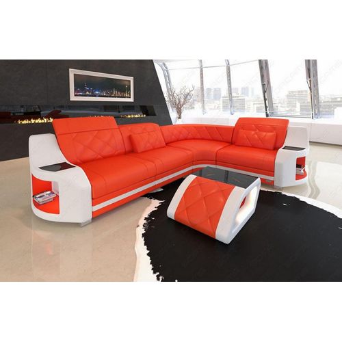 Ecksofa Genua in Kunst-Echtleder Mix