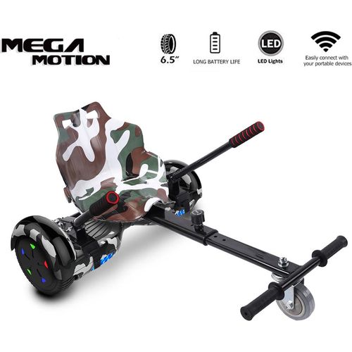 Hoverboard mit HoverKart Go-kart Elektro Scooter Self Balancing Scooter 6.5” Segway Geschenk für Kinder und Erwachsene Bluetooth-Lautsprecher LED-Leuchten 700W
