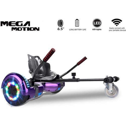 Hoverboard mit HoverKart Go-kart Elektro Scooter Self Balancing Scooter 6.5” Segway Geschenk für Kinder und Erwachsene Bluetooth-Lautsprecher LED-Leuchten 700W