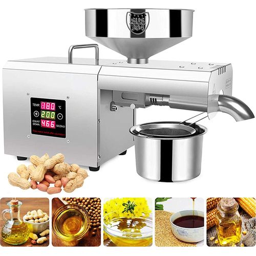 Temperaturkontrolle Ölpresse Ölpressenmaschine Automatische Ölextraktor Edelstahl Temperaturregelung Öl Pressmaschine Haushaltspflanzenöl 220v mit Screen Display für Erdnuss Nuts Samen