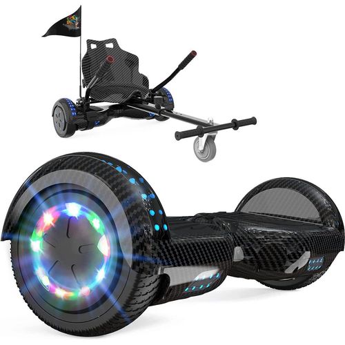 Hoverboards mit Sitz, Hoverboards mit Hoverkart, Go Kart 6,5 Zoll, Hoverboards mit schönen LED-Leuchten, Hoverboards mit Bluetooth-Lautsprecher, Geschenk für Kinder