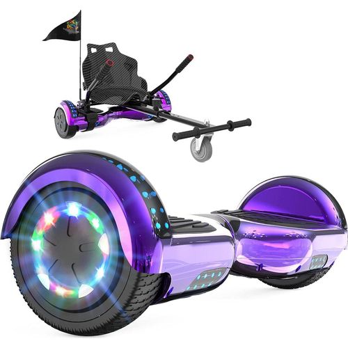 Hoverboards mit Sitz, Hoverboards mit Hoverkart, Go Kart 6,5 Zoll, Hoverboards mit schönen LED-Leuchten, Hoverboards mit Bluetooth-Lautsprecher, Geschenk für Kinder