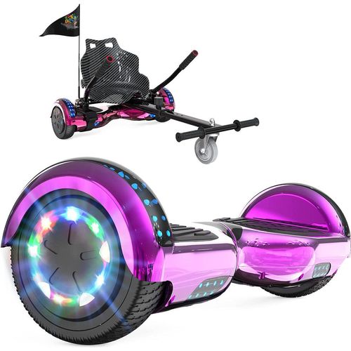 Hoverboards mit Sitz, Hoverboards mit Hoverkart, Go Kart 6,5 Zoll, Hoverboards mit schönen LED-Leuchten, Hoverboards mit Bluetooth-Lautsprecher, Geschenk für Kinder