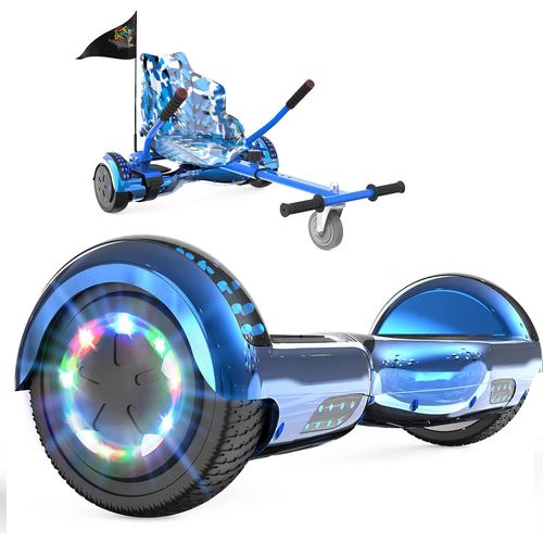 Hoverboards mit Sitz, Hoverboards mit Hoverkart, Go Kart 6,5 Zoll, Hoverboards mit schönen LED-Leuchten, Hoverboards mit Bluetooth-Lautsprecher, Geschenk für Kinder