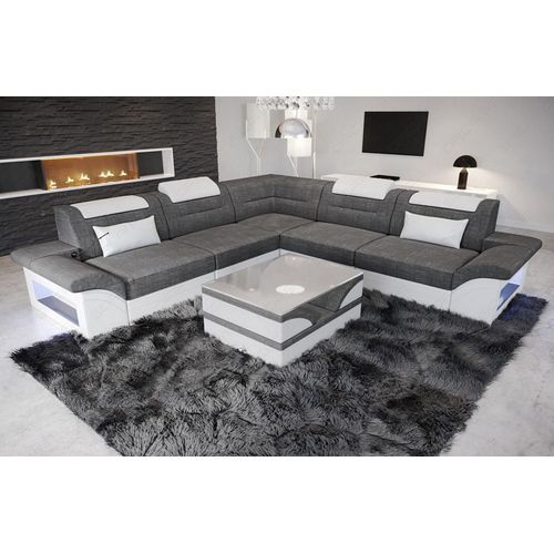 Ecksofa Brianza Kunst-Echtleder Mix