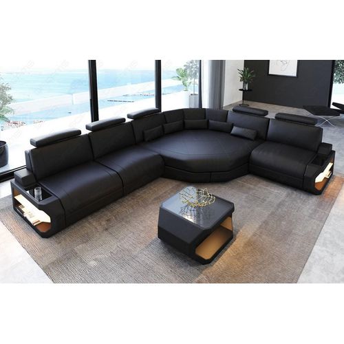 Ecksofa Asti Kunst-Echtleder Mix