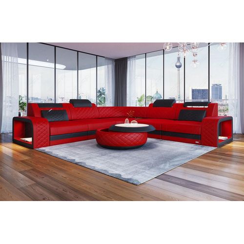 Ecksofa Foggia Kunst-Echtleder Mix