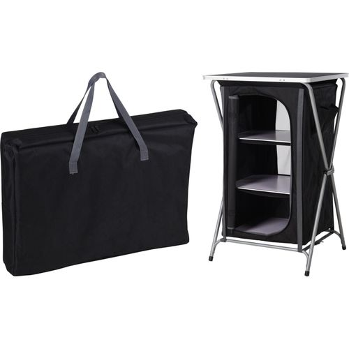 Progarden | Campingschrank - mit Tisch - 97 cm - Schwarz - Faltbar und platzsparend - Ideal für Camping