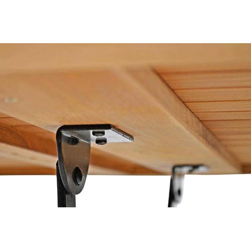 Klapptisch Premium Teak Falttisch 120 x 80 cm als wetterfester Balkontisch rostfreier und langlebiger Teak Eisen Gartentisch