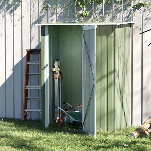 Outsunny Gartenhaus Metallgerätehaus mit Tür für den Außenbereich Grün