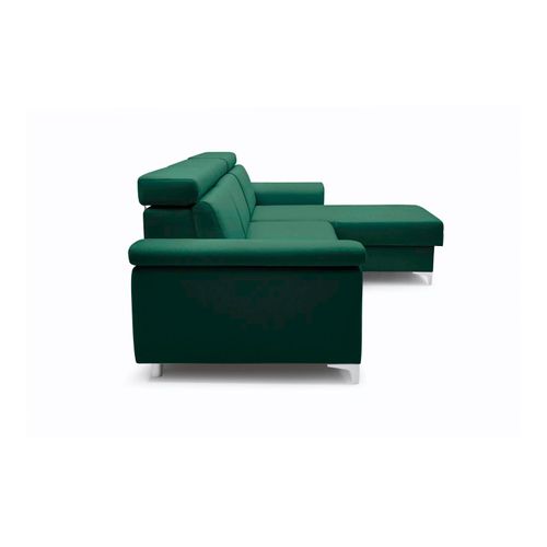 252cm Ecksofa universelle Polsterecke MARTIN mit Schlaffunktion Sofa Wellenfedern Wohnzimmer (Flasches Grün)