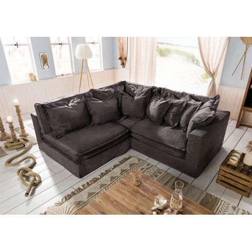 MASSIVMOEBEL24 Ecksofa 238x234x90 dunkelgrau SYLT