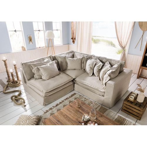 MASSIVMOEBEL24 Ecksofa 238x234x90 beige SYLT