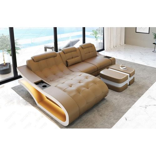 Ecksofa Elegante Kunst-Echtleder Mix