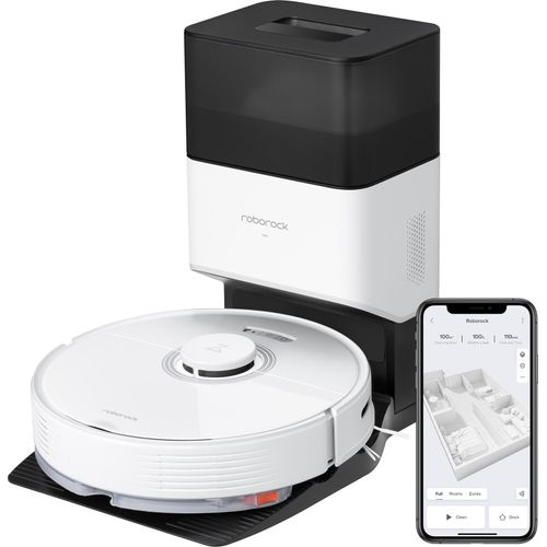 roborock Q7 Max+ Saugroboter mit Absaugstation, Vollgummibürste, 4200Pa Saugkraft, Staubsauger Wischroboter Teppiche, Tierhaare, App/Alexa (Weiß)
