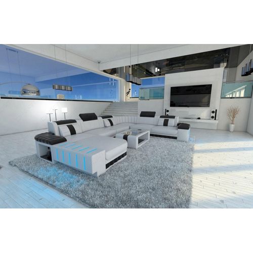 XXL Wohnlandschaft Bellagio in Kunst-Echtleder Mix
