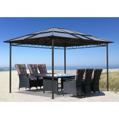 Metall Garten Hardtop Pavillon 3x3,6m Doppelstegplatten Polycarbonat Dach wasserdicht