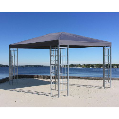 Metall Pavillon 3x4m Silver mit 2 Seitenteilen mit Fenster Garten Partyzelt Anthrazit