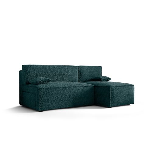 Ecksofa Alvito, Farbe: Wassergrün. Material: Bouclé. A: B: 212 cm,H: 85 cm, T: 105 cm, Eckcouch, Schlafcouch, Sofa bed, Schlafsofa