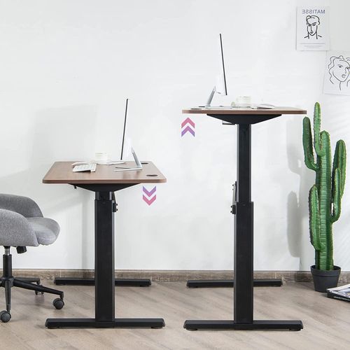 hoehenverstellbarer Schreibtisch elektrisch, Stehschreibtisch Stehtisch mit Memory-Steuerung/Kollisionsschutz/USB-Ladeanschluss, Sitz-Steh-Schreibtisch Computertisch Homeoffice-Tisch braun
