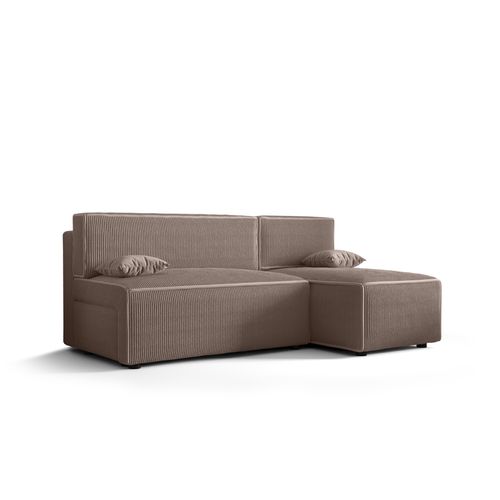 Ecksofa Alvito, Farbe: Hellbraun. Material: Kord. A: B: 212 cm,H: 85 cm, T: 105 cm, Eckcouch, Schlafcouch, Sofa bed, Schlafsofa