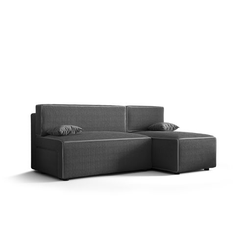 Ecksofa Alvito, Farbe: Grau. Material: Kord. A: B: 212 cm,H: 85 cm, T: 105 cm, Eckcouch, Schlafcouch, Sofa bed, Schlafsofa