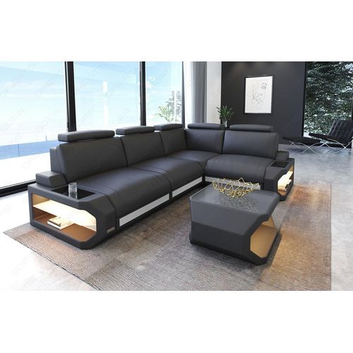 Ecksofa Siena L Kunst-Echtleder Mix