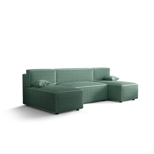 Ecksofa Alvito U, Farbe: Patina. Material: Kord. A: B: 290 cm,H: 85 cm,Tiefe: 105 cm, Eckcouch, Schlafcouch, Sofa bed, Schlafsofa