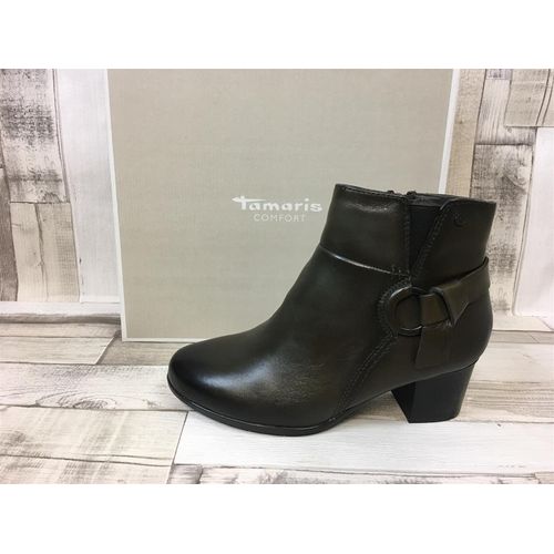 Tamaris Comfort Damen Stiefelette oliv mit geknotetem Zierband um der Fessel, 4 cm Absatz 38