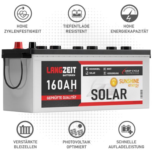 Langzeit Solarbatterie 12V 160AH Versorgungsbatterie Wohnmobilbatterie 140Ah 150Ah 170Ah