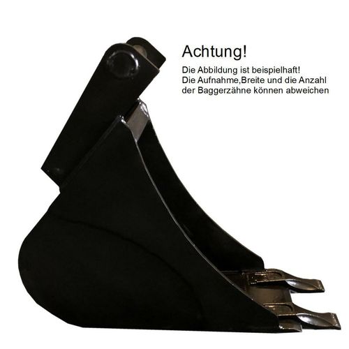 Tieflöffel Baggerschaufel Baggerlöffel Hardox Minibagger MS03 20cm mit 2 Zähne