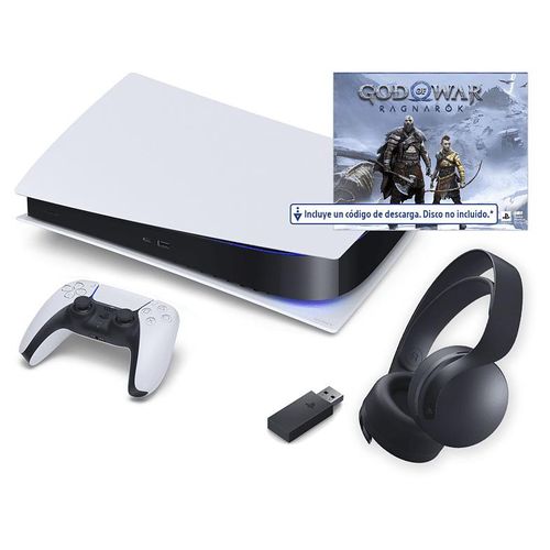 Sony PlayStation 5 PS5 Digital Edition Konsole inkl. God of War Ragnarok + Sony Pulse 3D Headset