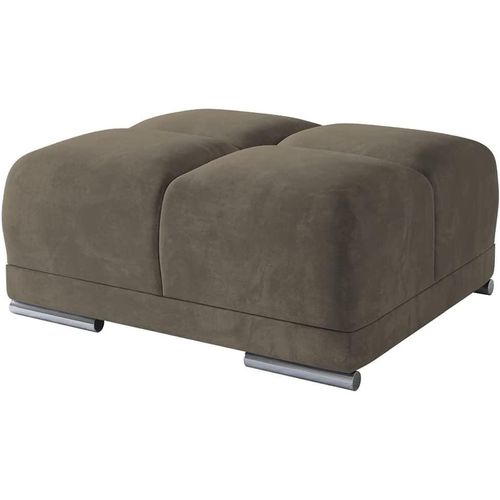 Set Velvet Ecksofa in L-Form 289 x 189 cm + Polsterhocker, Sofa mit Schlaffunktion, Fußhocker, Schlafsofa mit Bettkasten, Sitzpouf Farbe: Beige