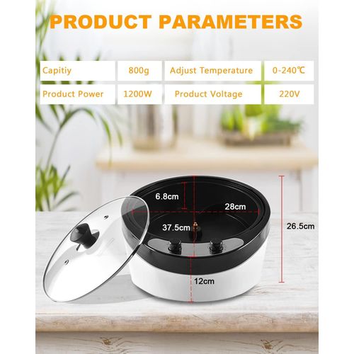 Kaffeeröster für Zuhause 800g Kapazität 0-240℃ Temperatureinstellung Kaffeeröster maschine Multifunktionaler kaffeebohnen Röster zum Rösten von Kaffeebohnen 1200W