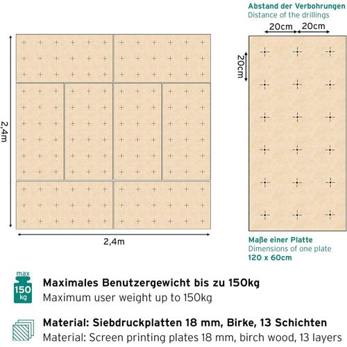 Kletterwand Outdoor mit bunten Klettersteinen und Montagematerial für Kinder und Erwachsene Größe: 8 Platten (5,44 m²)