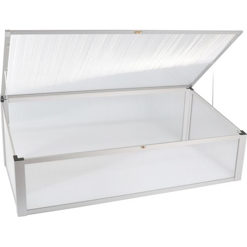 Frühbeet aus Aluminium, Frühbeetaufsatz für Hochbeete, Frühbeetkasten 56,5 x 110 cm