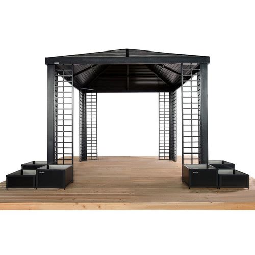 Sojag Alu Pavillon Havana 1010 Hardtop Pavillon inkl. Pflanzkübel Schwarz 298x298x294 cm